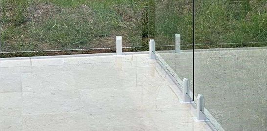 Frameless Glass Fencing with white spigots